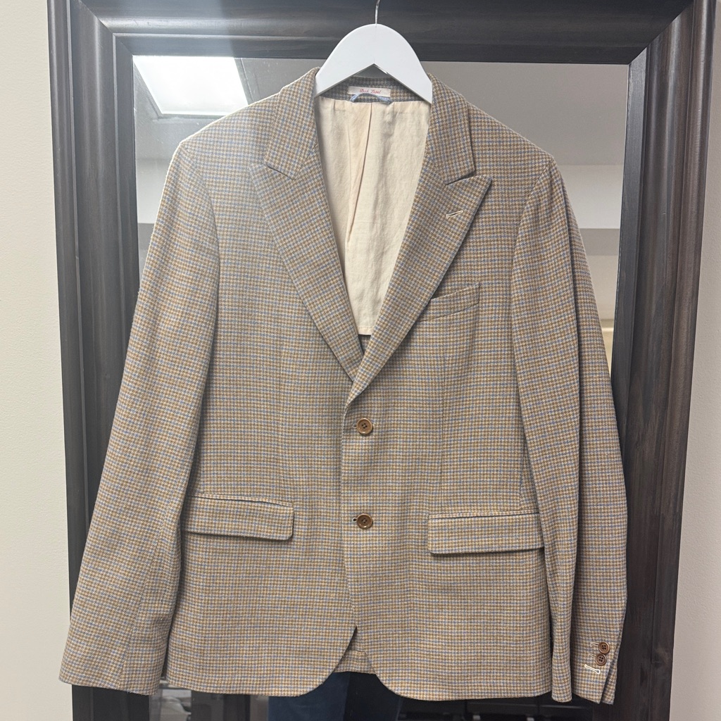 Vintage Gant Rugger Men's Checkered Tan Blazer Size 48 Italian